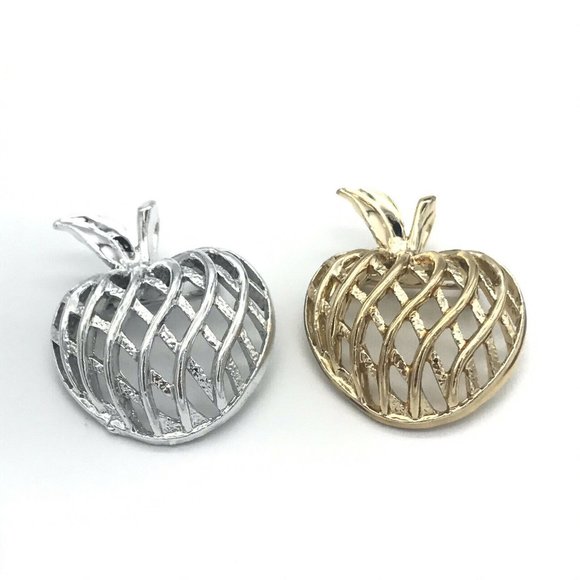 Gerry's Jewelry - Gerry's Vintage Lattice Textured Apple Brooch Pens